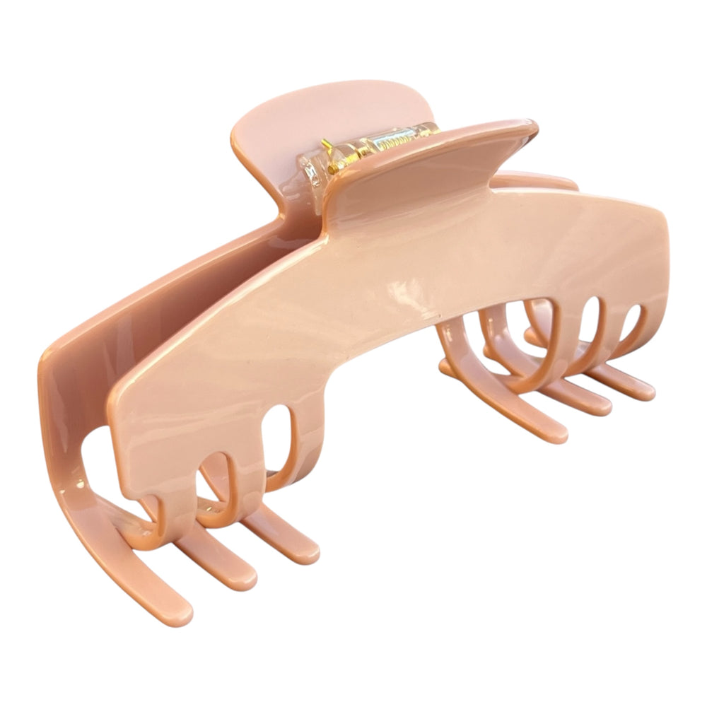 Front view of the Cashmere blush nude hat claw clip designed with a strong Power Hold grip for long, thick hair.