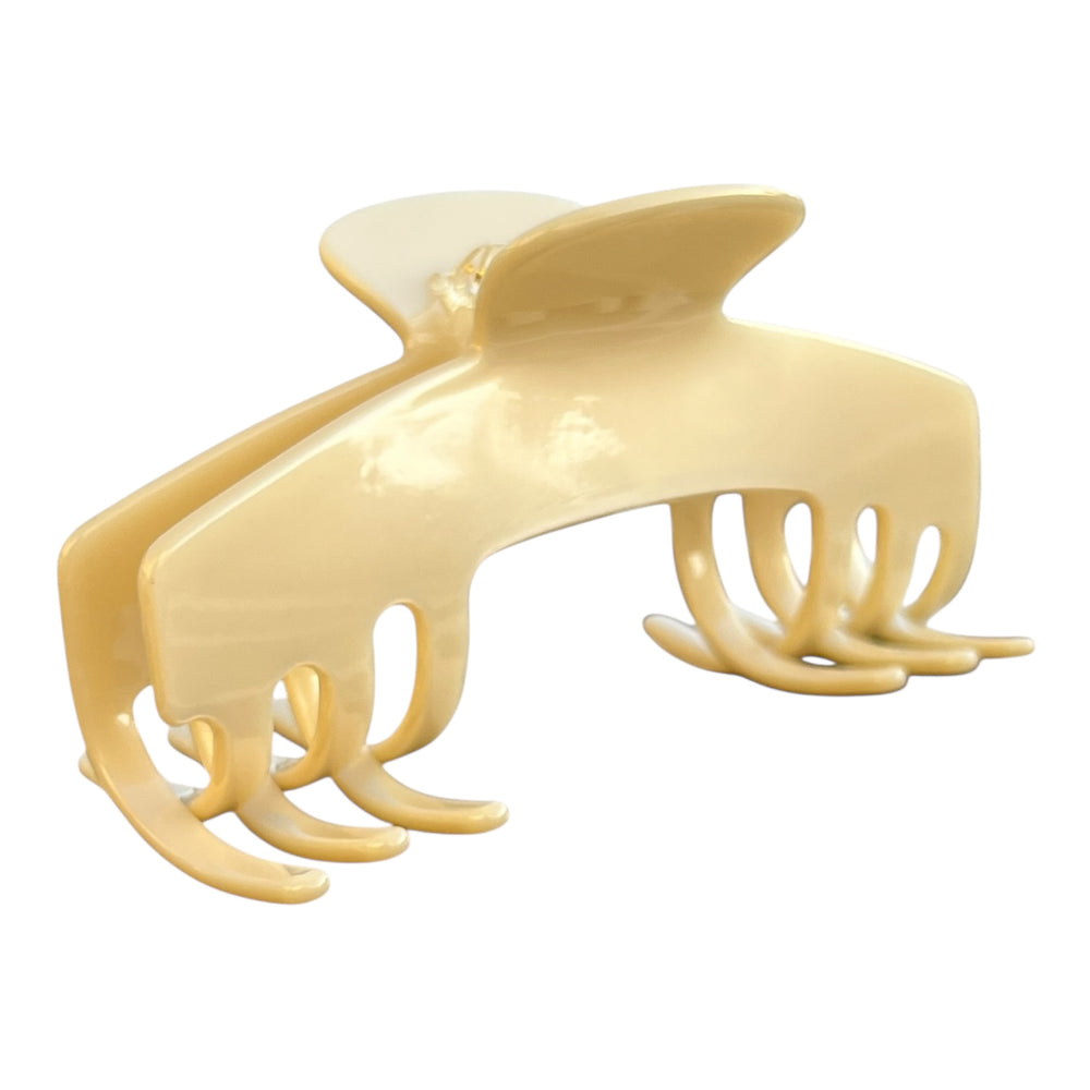 Front view of the Ivory cream hat claw clip designed with a strong Power Hold grip for long, thick hair.