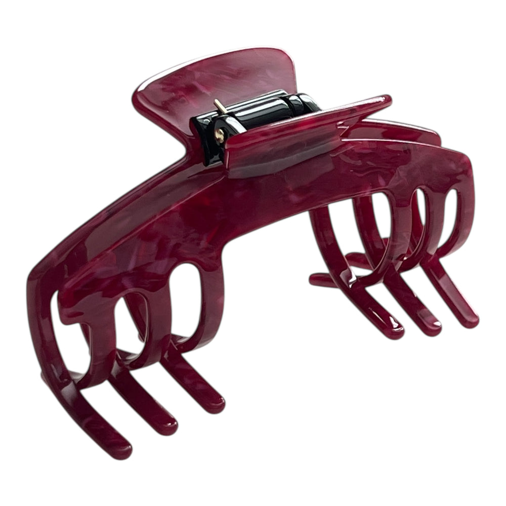 Front view of the Merlot burgundy hat claw clip designed for secure, comfortable hairstyles on short to medium hair.