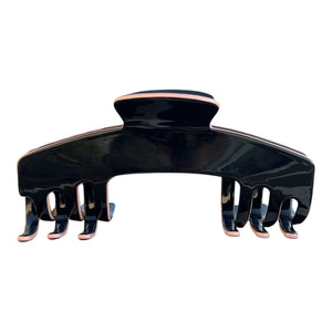 Front view of the Onyx black hat claw clip designed with a secure Power Hold grip for long, thick hair.