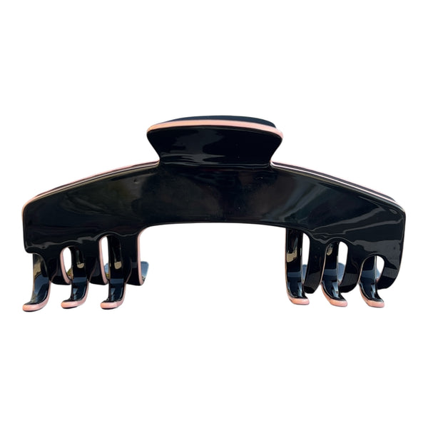 Front view of the Onyx black hat claw clip designed with a secure Power Hold grip for long, thick hair.