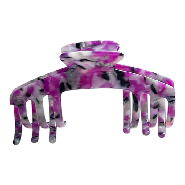 Front view of the Orchid purple marble hat claw clip designed for secure, comfortable everyday hairstyles with hats.