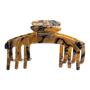 Front view of the Tortoise brown marble hat claw clip designed for secure, comfortable everyday hairstyles with hats.